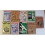 CRICKET, Athletic News cricket annuals, inc. 1925, 1926, 1928, 1931, 1934, 1936, 1937, 1938, 1939,