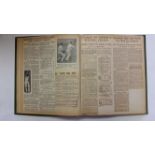 CRICKET, scrapbook, cuttings inc. extensive coverage of first test match at Nottingham (1934),