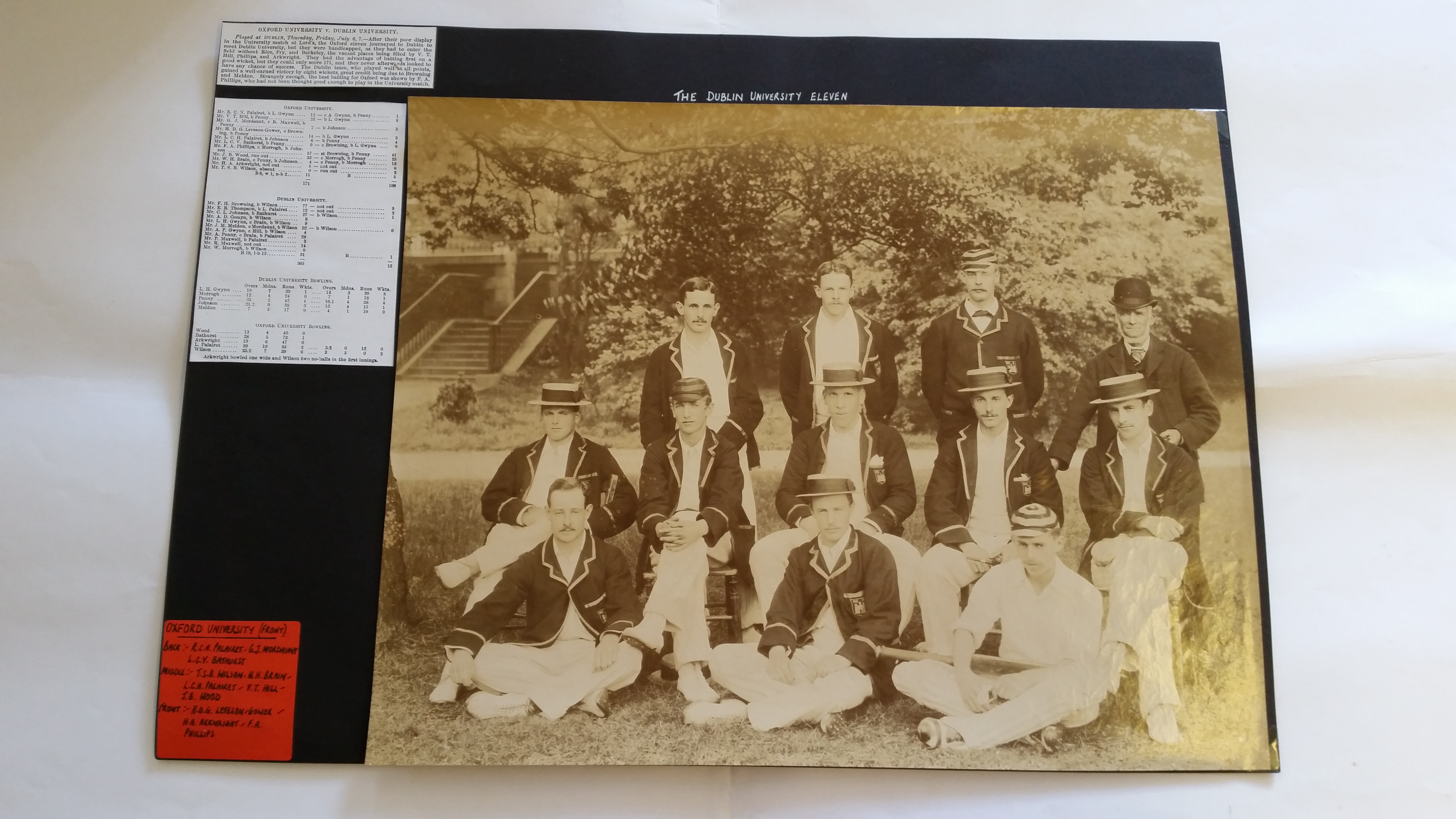 CRICKET, original team photographs, Dublin University (13 x 10.5) & Oxford (12 x 10) with