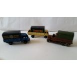 TOYS, metal Dinky toys, trucks with canopies (one larger that chassis), French & British issues,