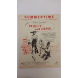 CINEMA, signed sheet music by Sidney Poitier, Summertime from the film 'Porgy and Bess', signed to