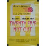CRICKET, poster for the 25th anniversary of the Benson & Hedges Cup, yellow poster with red