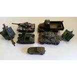 TOYS, metal toys (mainly Dinky), military, inc. tanks, trucks, artillery etc., some pre-WWII, some