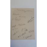 CRICKET, signed album page by Yorkshire 1930, twelve signatures inc. Greenwood, Sutcliffe, Robinson,