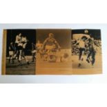 FOOTBALL, England press photos, sepia print, all showing match action or pre-match training, circa