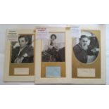 CINEMA, signed pieces, actors, inc. Raymond Massey, Charles Boyer & Charles Aznavour, all