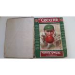 CRICKET, bound volume covering first edition of The Cricketer vol 1 no 1 - vol 1 no 22, bound with