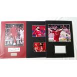 FOOTBALL, Liverpool, signed blank cards (2) & photo, inc. Tommy Smith, Ian Rush; Mo Salah,