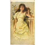 BELL, Beauties, girl in yellow dress, CSGB ref. H32-13, tobacco leaf Scotia back, G