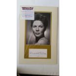 ENTERTAINMENT, signed album page by Wendy Hiller, overmounted beneath photo, h/s, 10.5 x 16.5