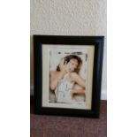 POP MUSIC, signed colour photo by Kylie Minogue, half-length performing, 8 x , overmounted, framed &