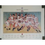 RUGBY UNION, print,, England Grand Slam champions 1995, showing collage of players, produced from