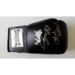 BOXING, signed black Lonsdale glove, by Daniel Dubois & Frank Warren, in silver marker pen, EX