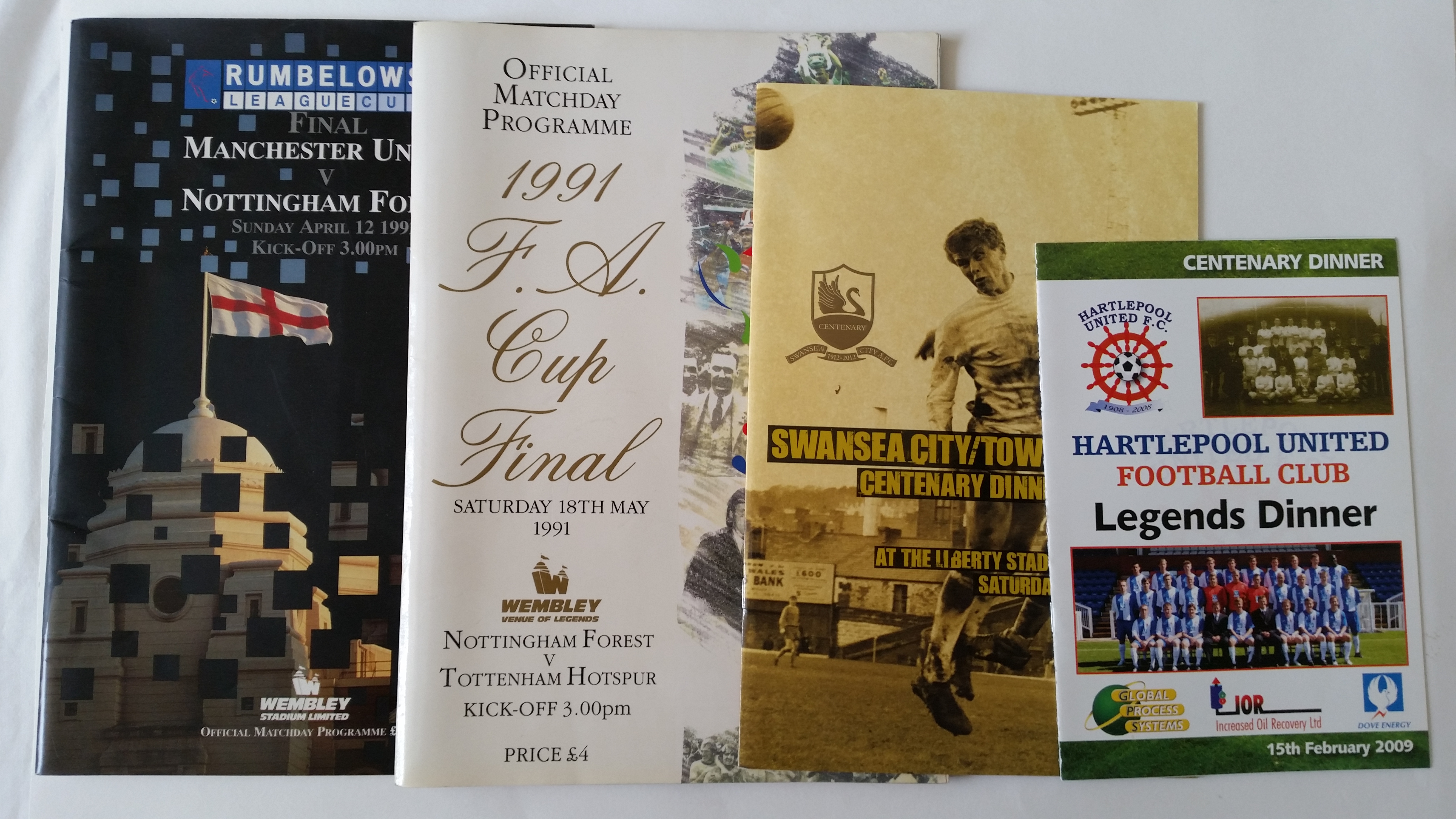 FOOTBALL, selection, inc. programmes, 1991 FAC & 1992 LC Finals; Swansea v Shrewsbury 2005 (last