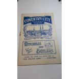 FOOTBALL, Coventry City home programme, v Clapton Orient, 23rd Dec 1933, rust stain to staple, VG