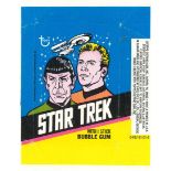 TOPPS, wax wrapper, Star Trek, showing Kirk & Spock, blue, name tag offer, EX