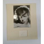 POP MUSIC, signed album page by David Bowie, early signature, overmounted beneath photo, early h/