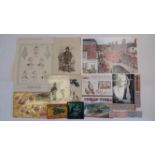 EPHEMERA, selection, inc. greetings cards, bus tickets, glass slides, French advert postcards,