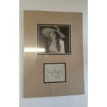 CINEMA, signed album page by Mary Pickford, dated 1938, overmounted beneath photo, half-length in