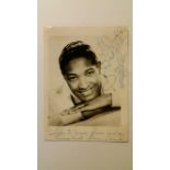 MUSIC, signed photo by Sam Cooke, signed in blue ink, with inscription and message, b/w, 5 x 7, some