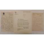 CRICKET, signed letters by New Zealand cricketers, Eric Tindill, Denis Blundell & Martin Donnelly,