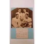 MUSIC, signed card by the Mills Brothers, laid down to card beneath photo, signed by all 4