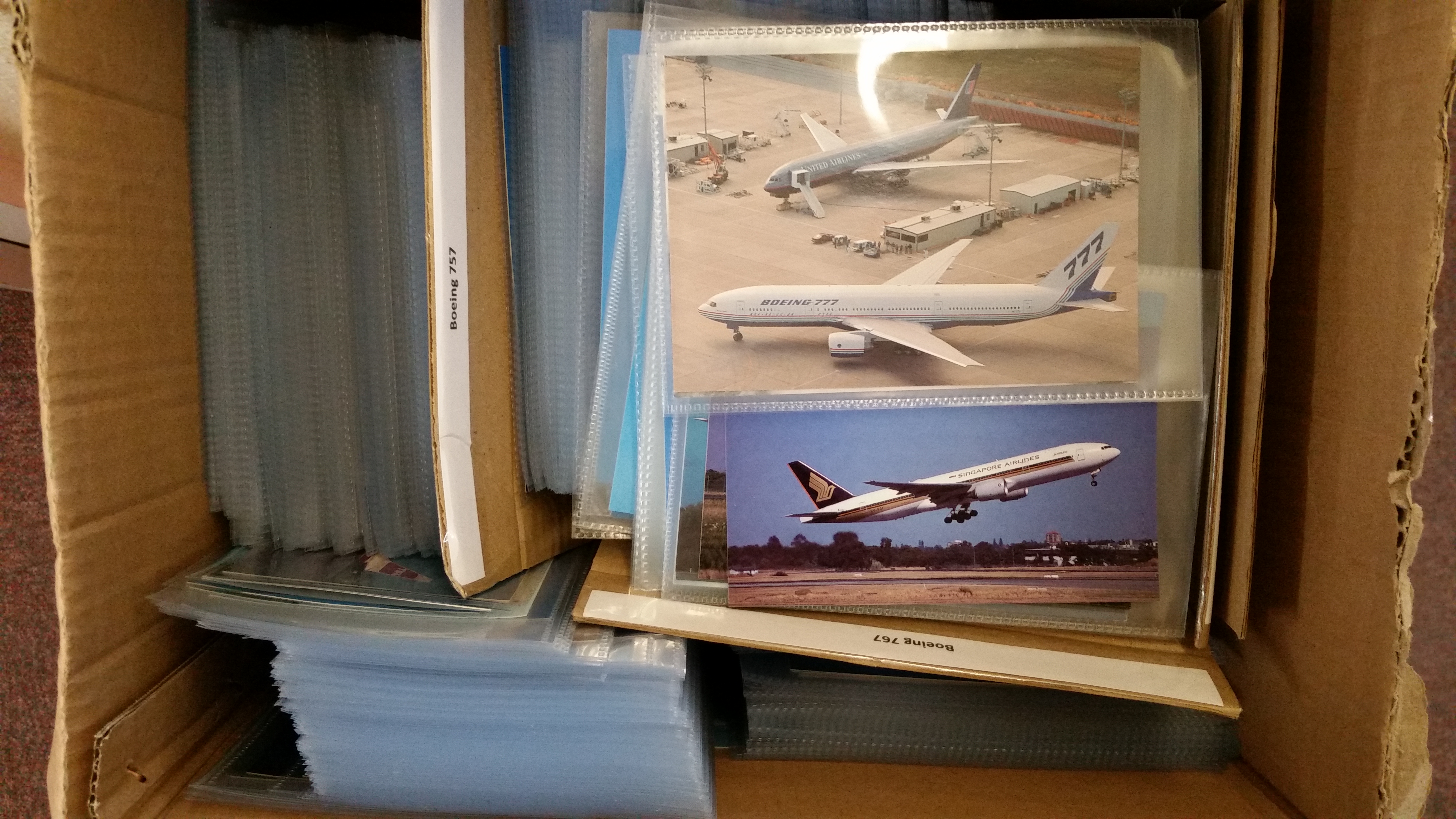 AVIATION, postcards, Boeing, inc. 737, 757, 767, 777 etc., duplication (some heavy), EX to MT, 100s