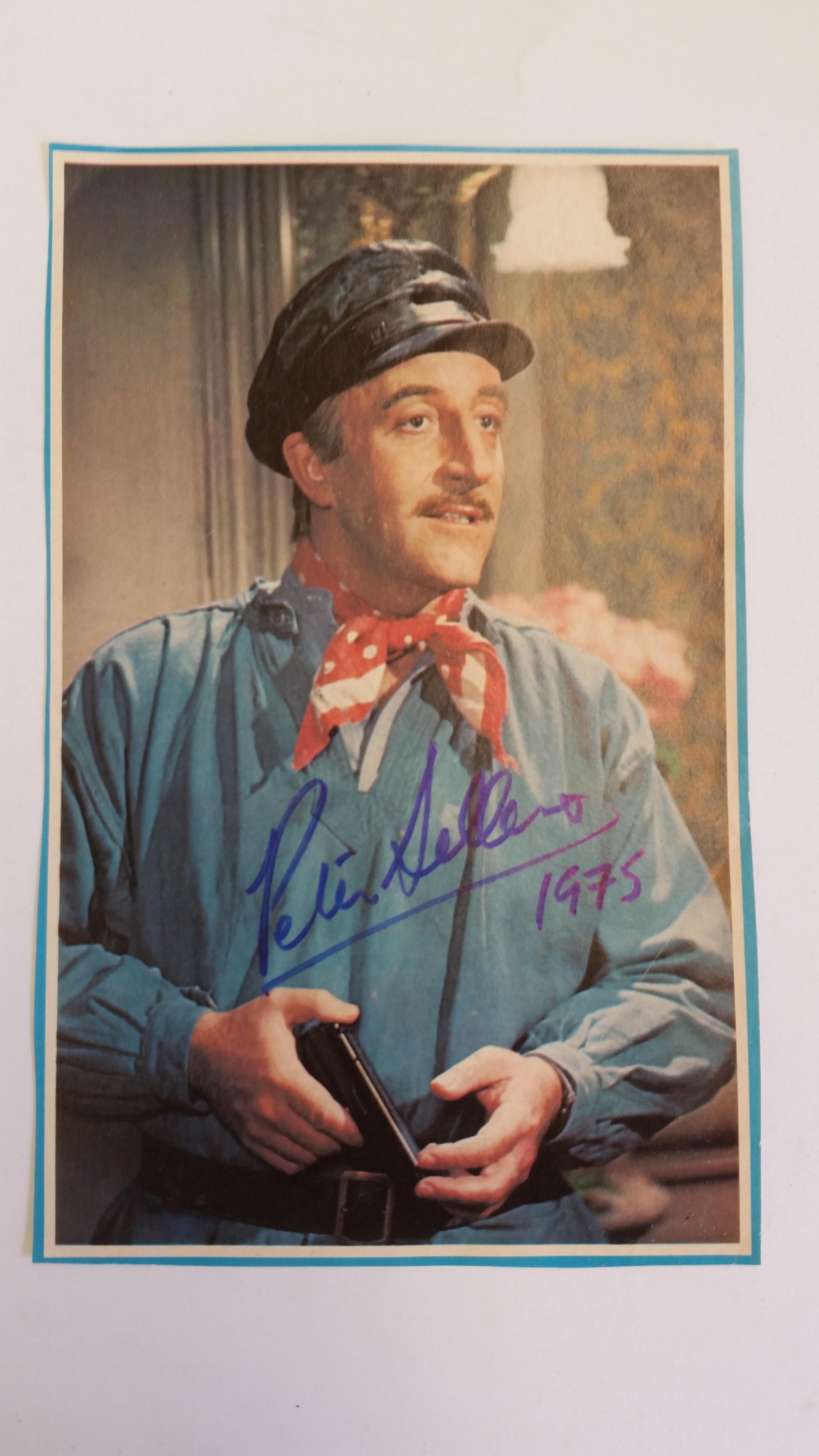 CINEMA, signed colour magazine cutting by Peter Sellars, half-length in character (1975), 5 x 8.