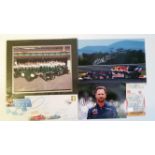 MOTOR RACING, signed selection, inc. mainly photos, commemorative covers; Coulthard, Hakkinen,