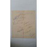 CRICKET, autographs, Leicestershire C.C.C. 1947. Ruled page signed by twelve members of the 1947