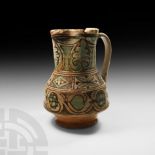 Medieval Orvieto Decorated Glazed Terracotta Pitcher