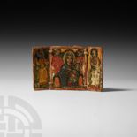 Ethiopian Bifacial Triptych Icon with Six Paintings