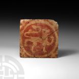 English Medieval Winchester Lepers Hospital Glazed Tile with Heraldic Lion