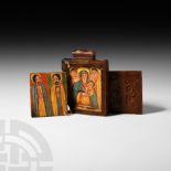 Ethiopian Folding Pendant Icon with Paintings of Saints