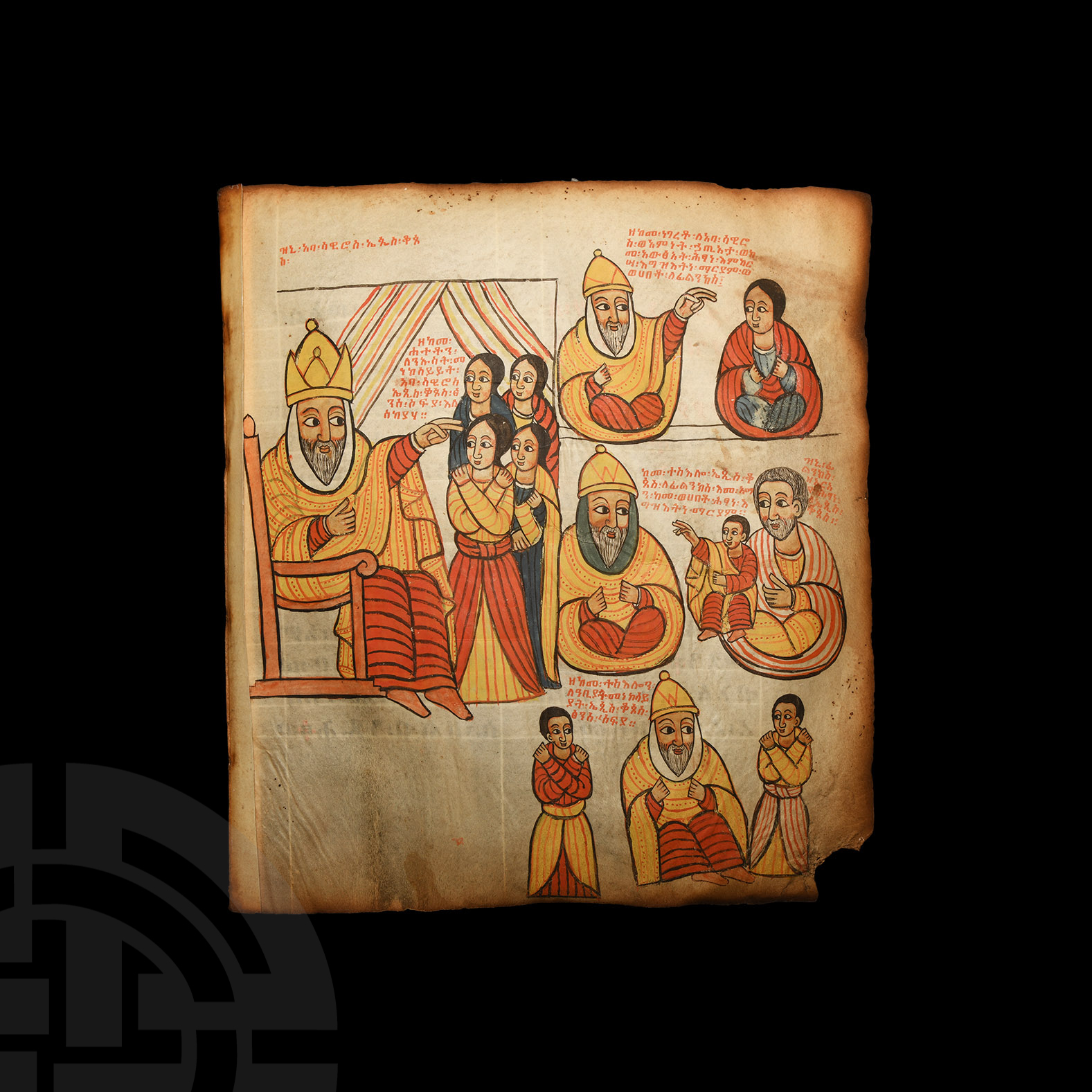 Ethiopian Manuscript Leaf with Painted Figures