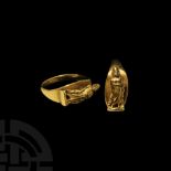 Roman Gold Ring with Asklepios God of Medicine