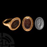 Roman Jupiter Gemstone in Gold Ring
