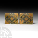 Byzantine Gold in Glass Tile Pair