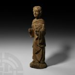 Medieval Oak Figure of a Gothic Monk