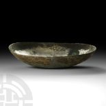 Sassanian Boat-Shaped Silver Bowl