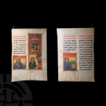 Ethiopian Manuscript Gospel Leaf with Three Scenes of Mary