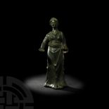 Large Roman Bronze Figure of a Goddess