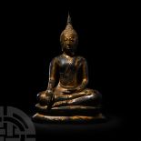 Thai Gilt Seated Buddha Figurine