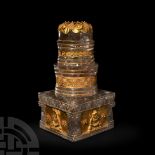 Large Crystal and Gold Stupa with Four Seated Buddhas