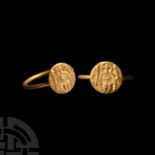 Byzantine Gold Ring with Saint