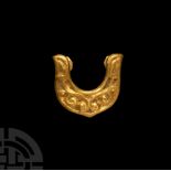 Viking Age Gold Horseshoe-Shaped Belt Mount