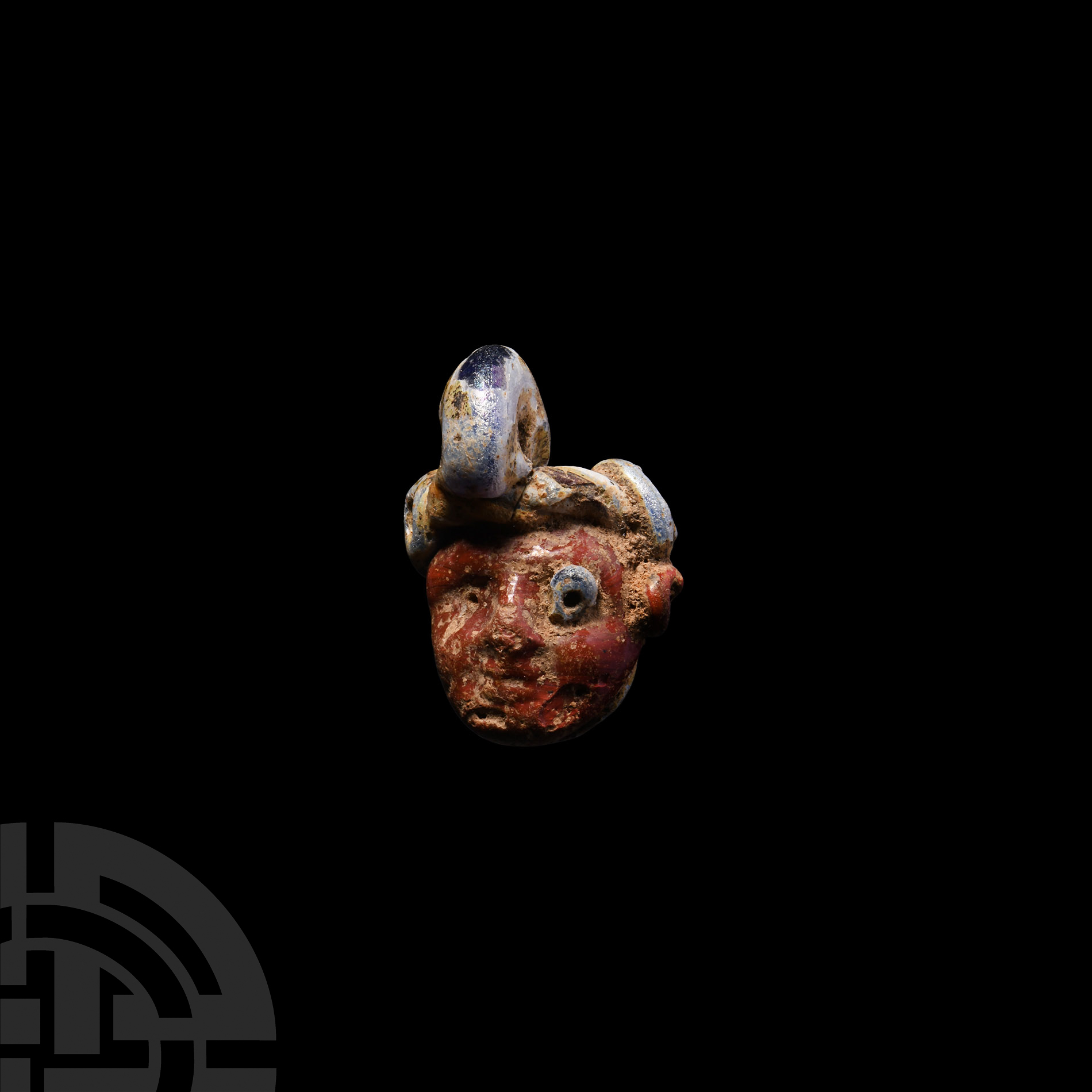 Phoenician Glass Face Pendant