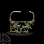 Urartian Cauldron Handle with Winged Bulls