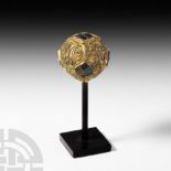 Anglo-Saxon Gilt-Bronze Pin Head with Garnets
