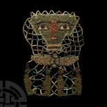 Egyptian Beaded Mummy Face Mask with Sons of Horus